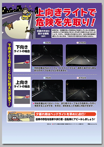 上向きライトで危険を先取り！