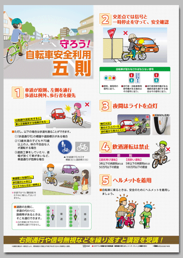 自転車に乗るときはヘルメットをかぶりましょう！