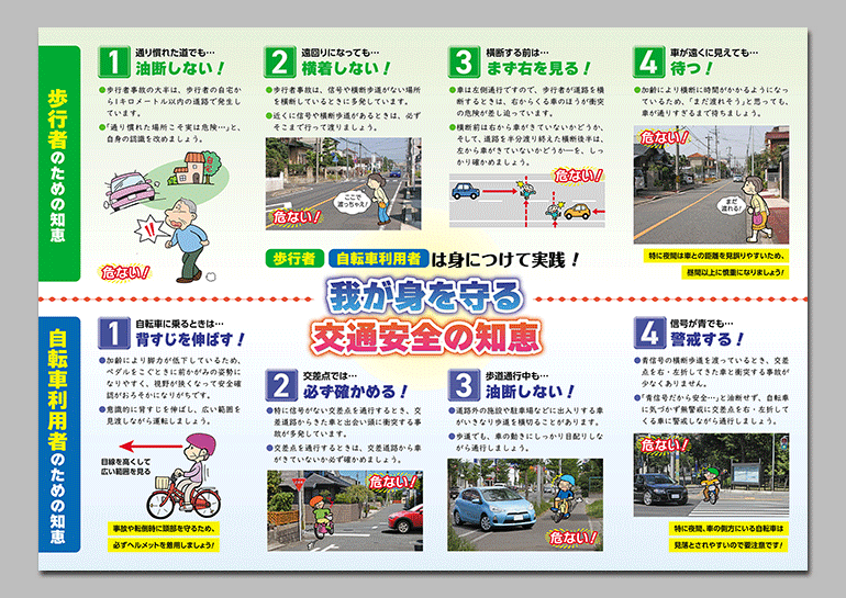 高齢者の歩行者・自転車利用者・ドライバー
我が身を守る交通安全の知恵